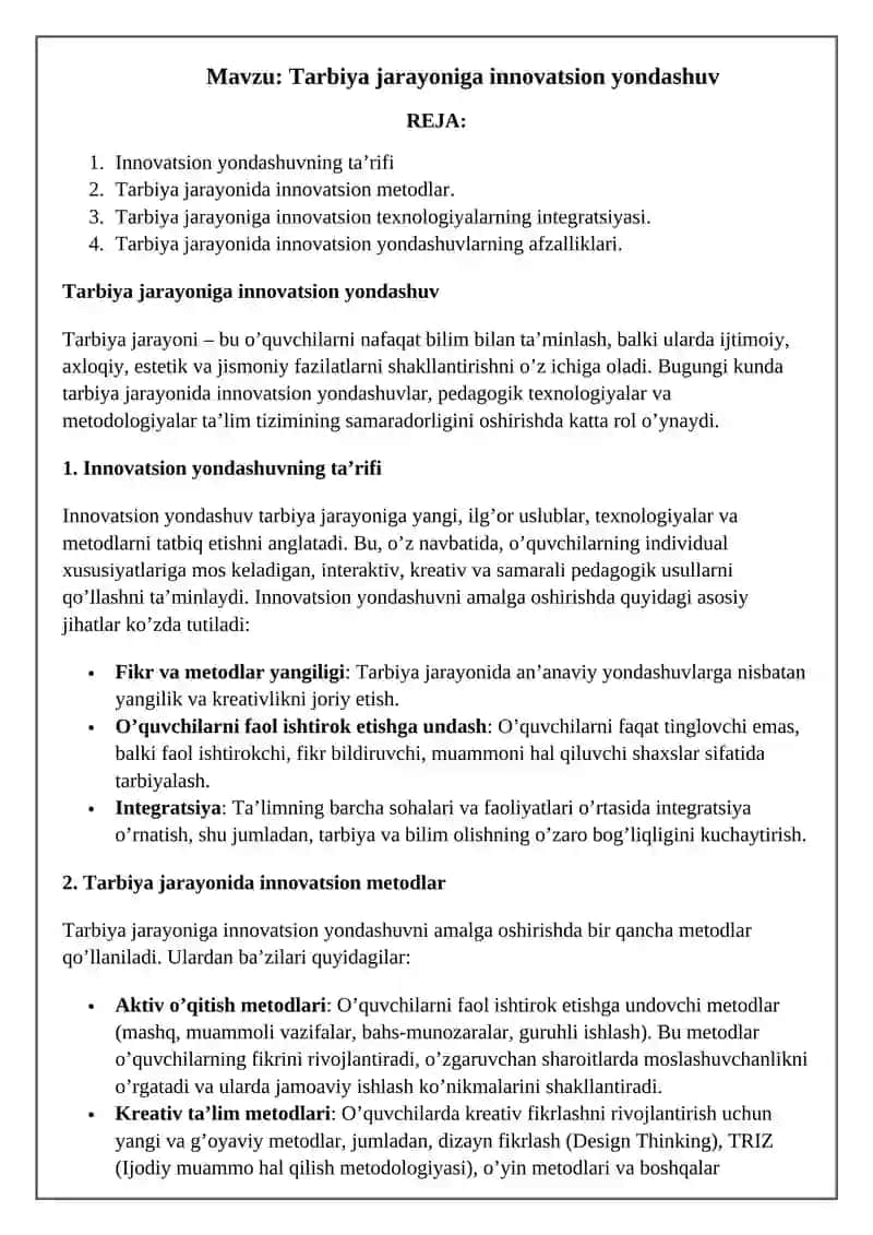Tarbiya jarayoniga innovatsion yondashuv 2