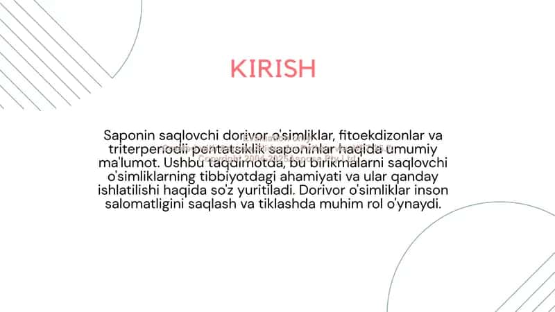 Saponin saqlovchi dorivor o'simliklar 2