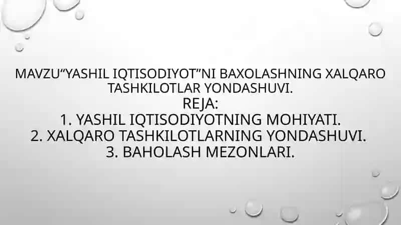 Yashil iqtisodiyot 2