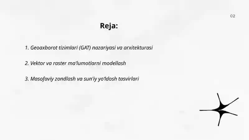 Zamonaviy geoaxborottizimlari va texnologiyalar 2