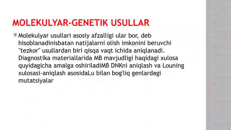 Tuberkulyozni molekular genetik usulda aniqlash 2