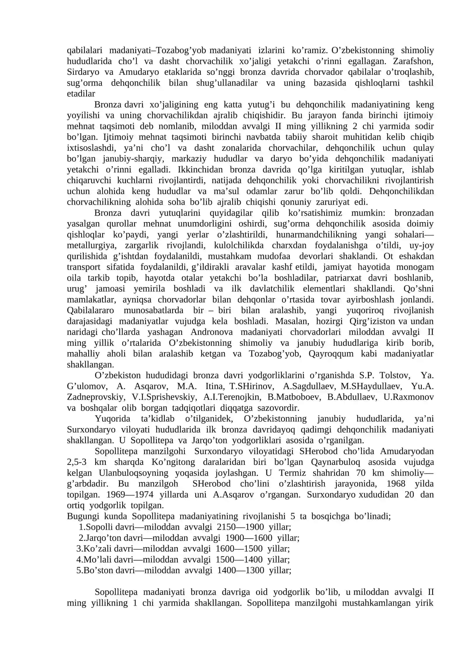Bronza davri va uning o’rganilishi 2