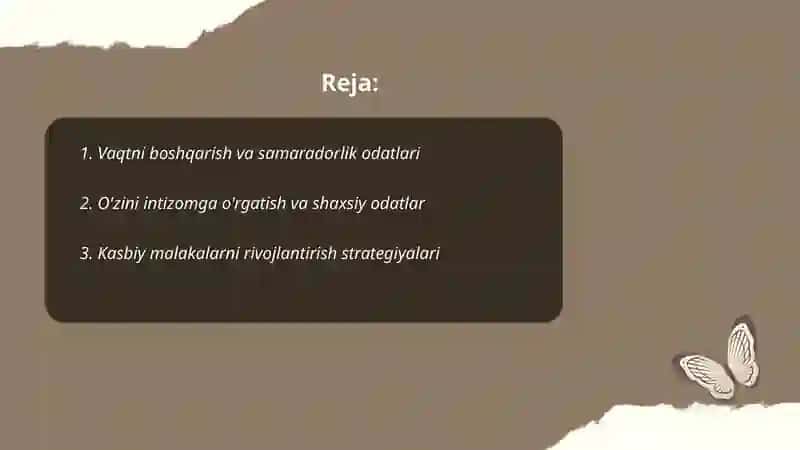 Shaxsning malaka va odatlari 2