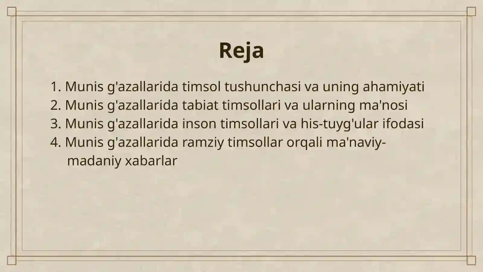 MUNIS G'AZALLARIDA TIMSOLLAR KO'LAMI 2