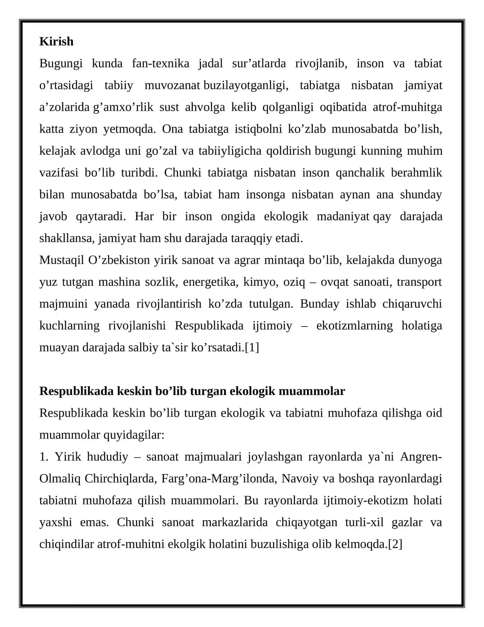 O'zbekiston respublikasining ekologik muammolari 2
