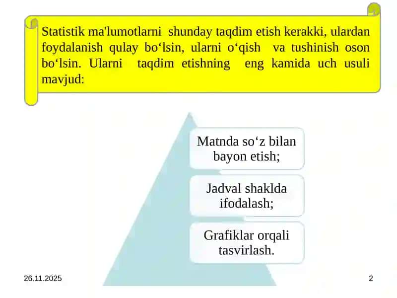 STATISTIK JADVAL VA GRAFIKLAR 2