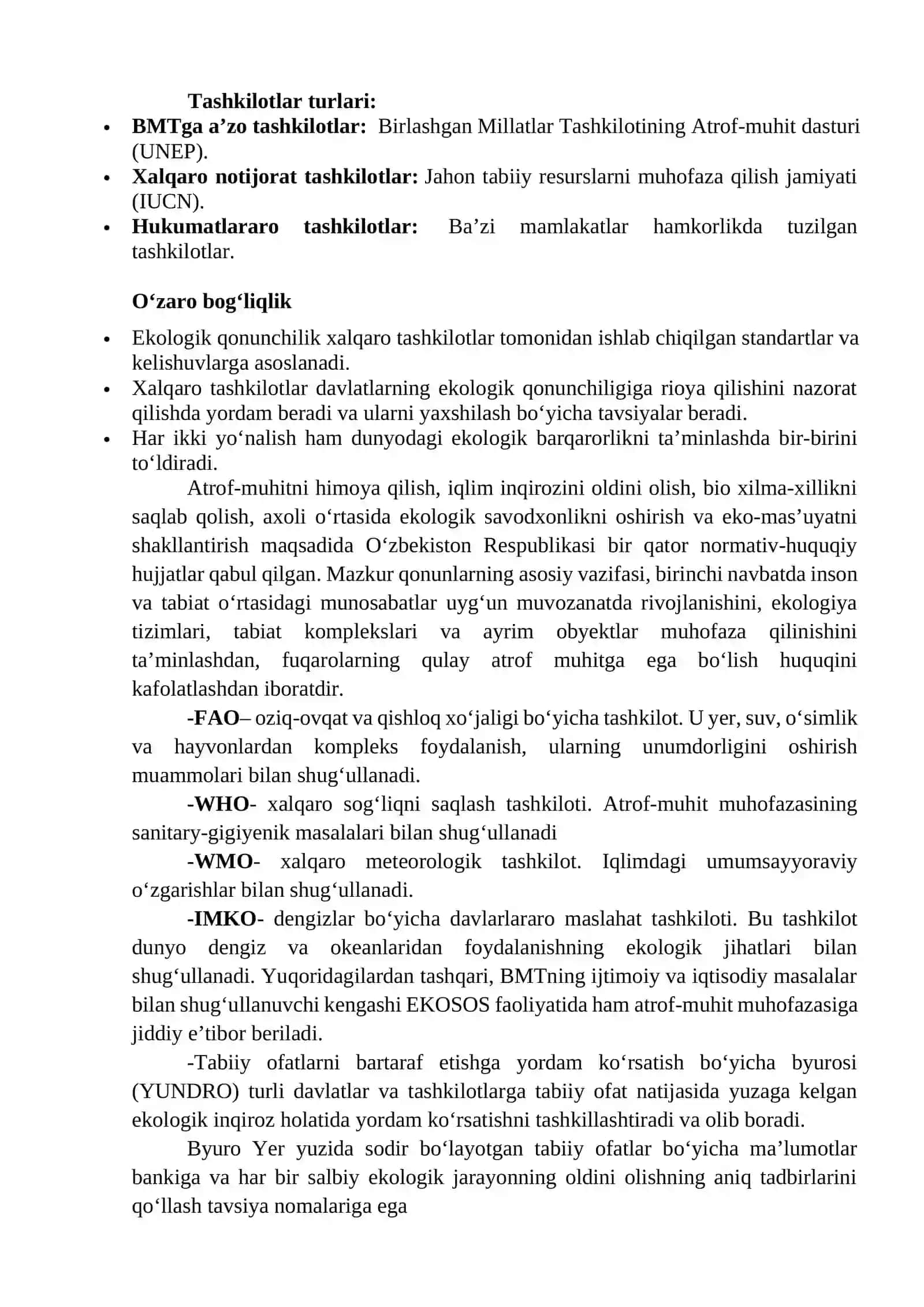 Ekologik qonunchilik va xalqaro ekologik tashkilotlar 2