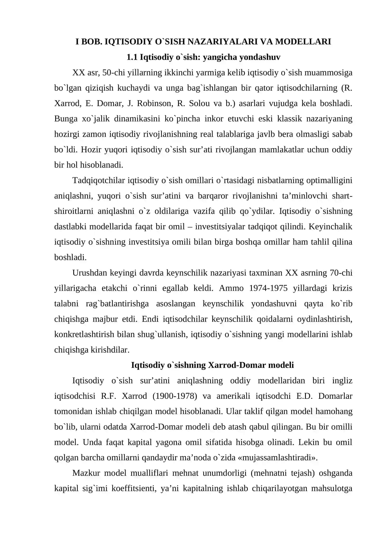 Iqtisodiy o‘sish va rivojlanishning sodda modeli 2