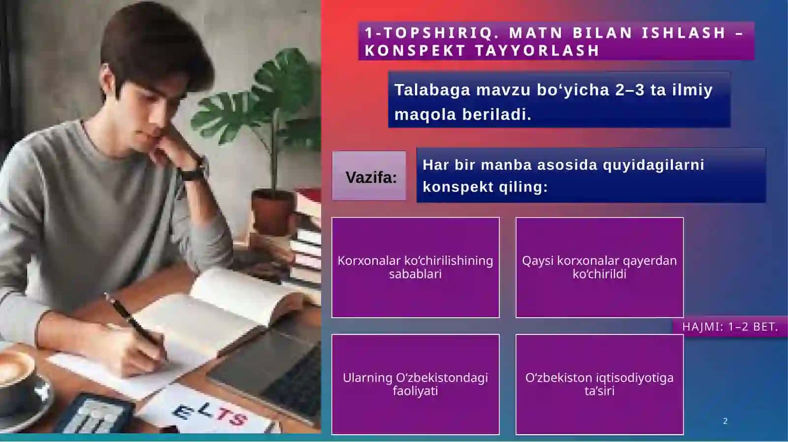 Ikkinchi jahon urushi yillarida sanoat korxonalarining O‘zbekistonga ko‘chirilishi 2
