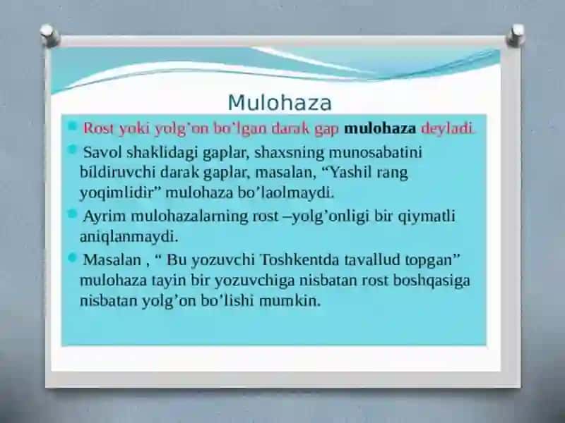 Mulohazalar algebrasi 2