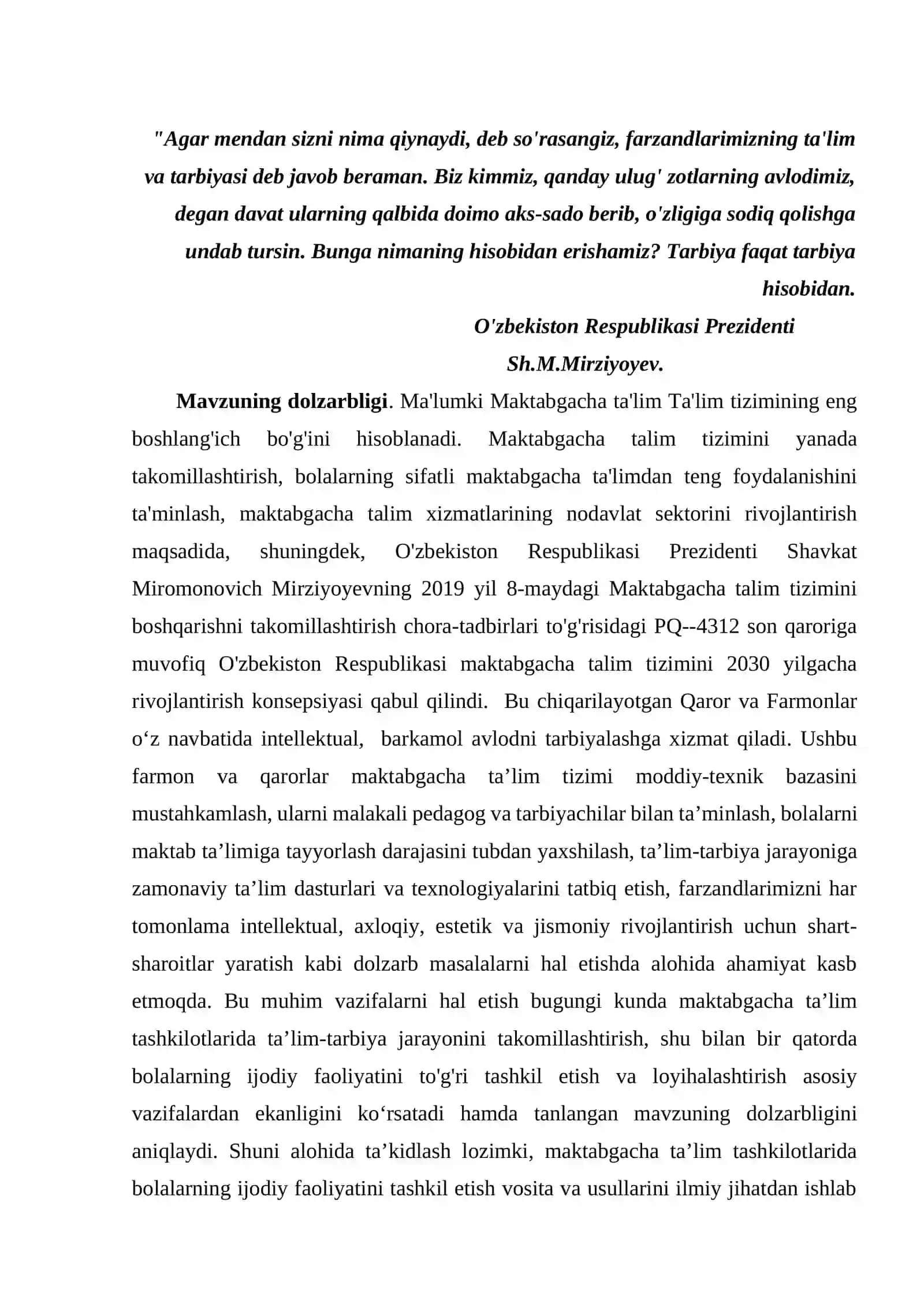 Maktabgacha yoshdagi bolalarning ijodiy faoliyatini tashkil qilishning  dolzarbligi 2