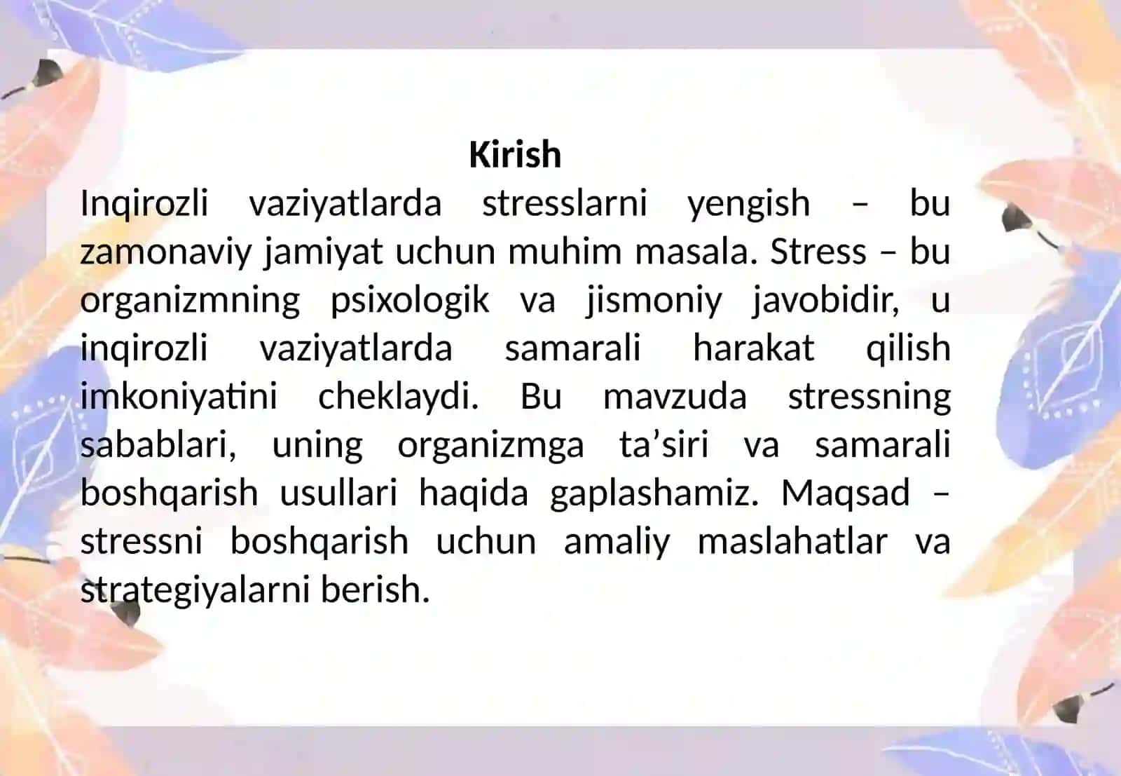 Inqirozli vaziyatda stresslarni yengish 2
