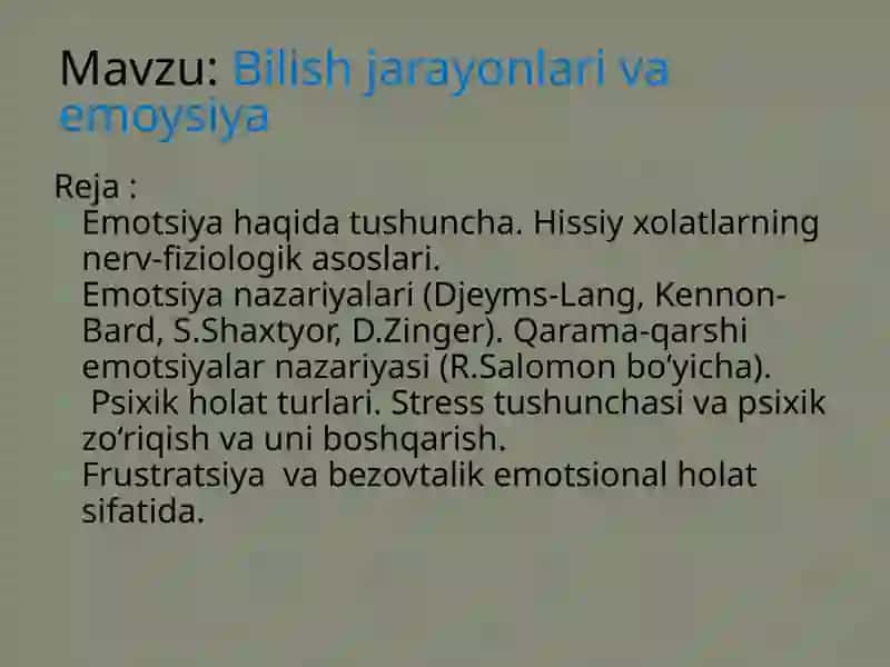 Bilish jarayonlari va emoysiya 2