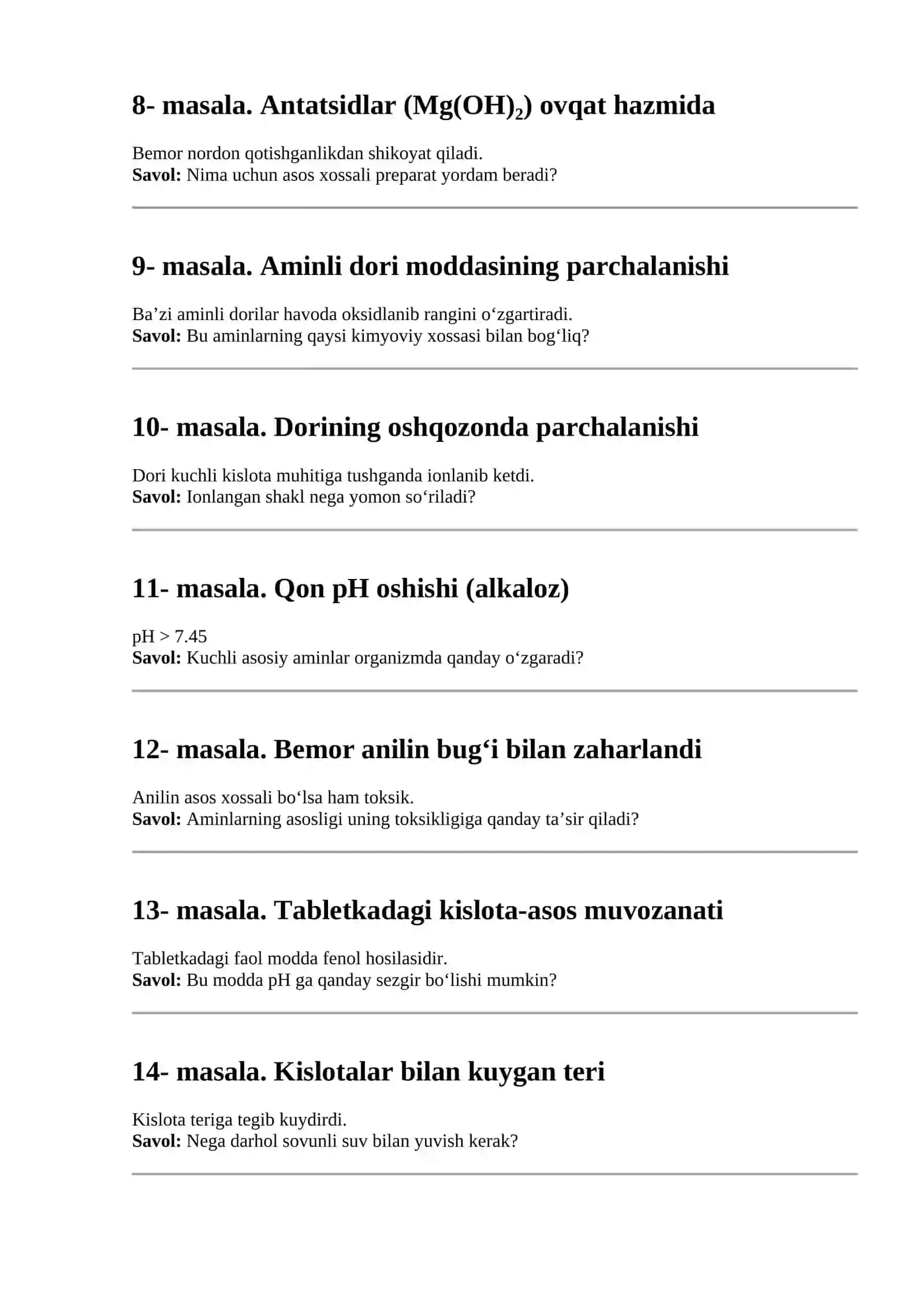 Lidokain nega tuz holida yuboriladi? 2