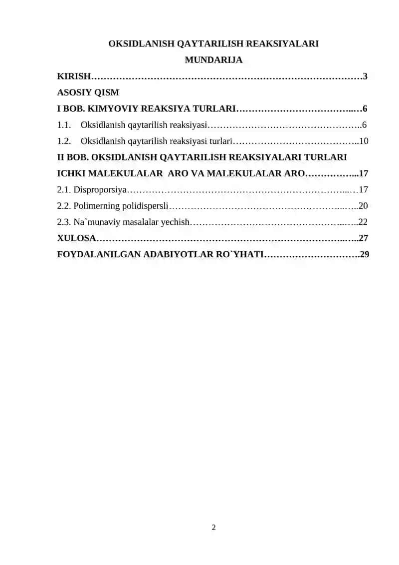 OKSIDLANISH QAYTARILISH REAKSIYALARI 2