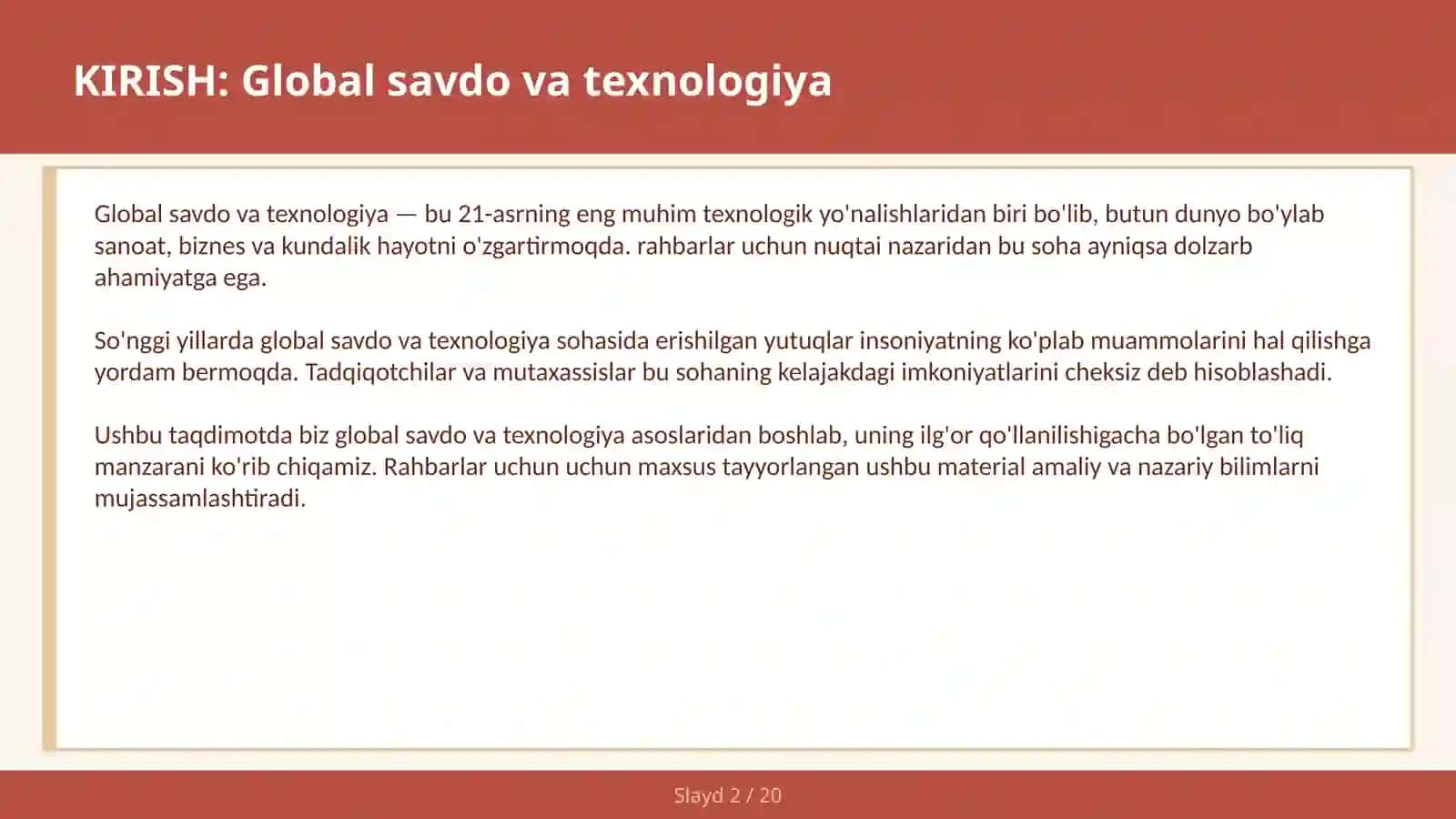 Global Savdo va Texnologiya 2