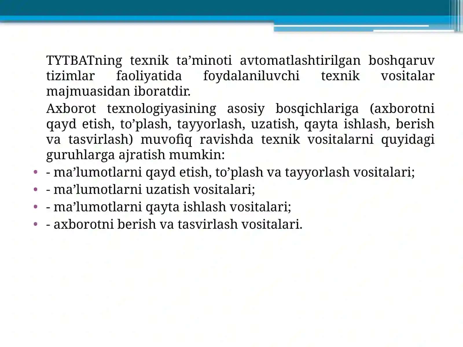 ТYТBАТning texnik ta’minoti 2