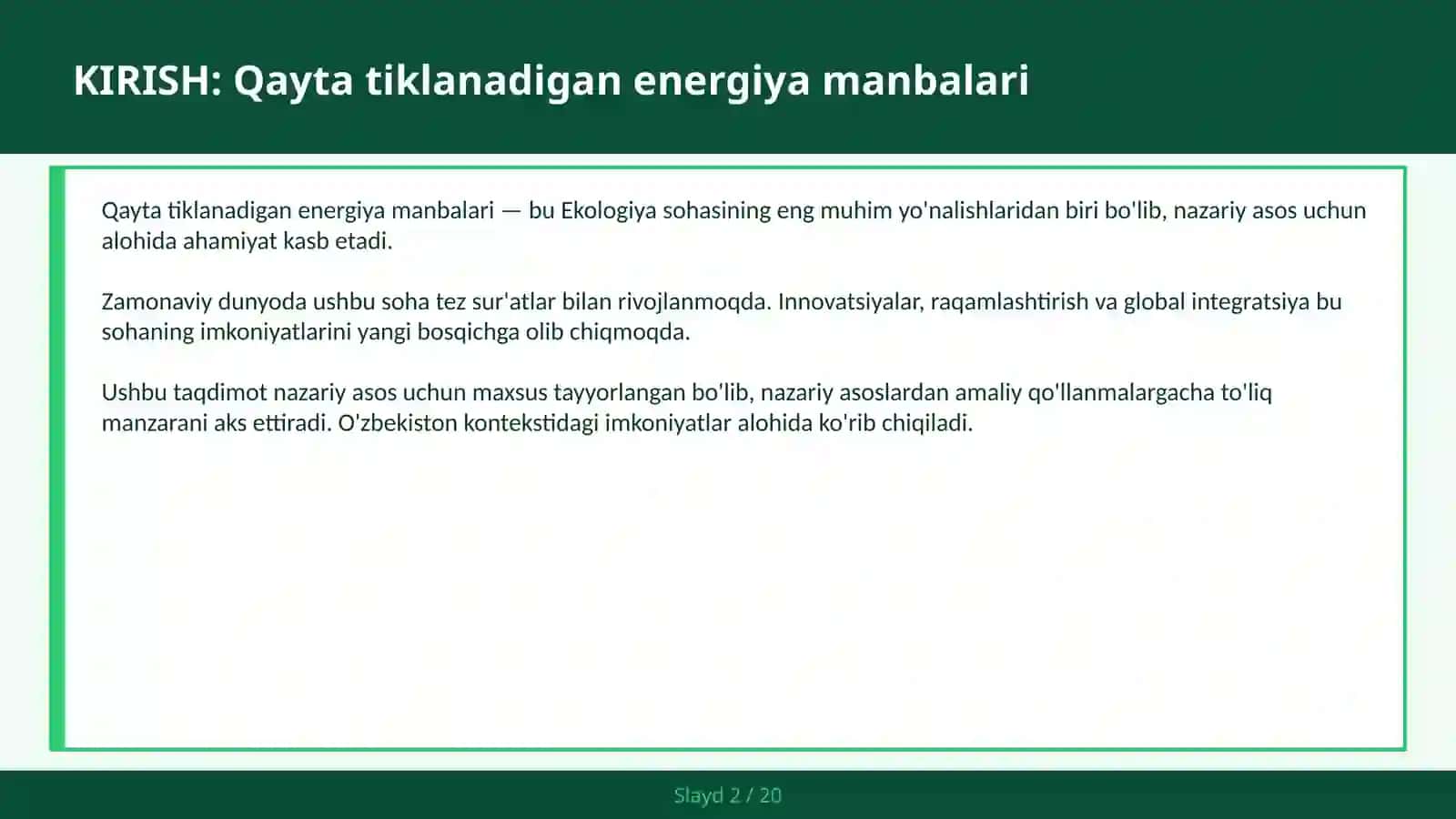 QAYTA TIKLANADIGAN ENERGIYA MANBALARI 2