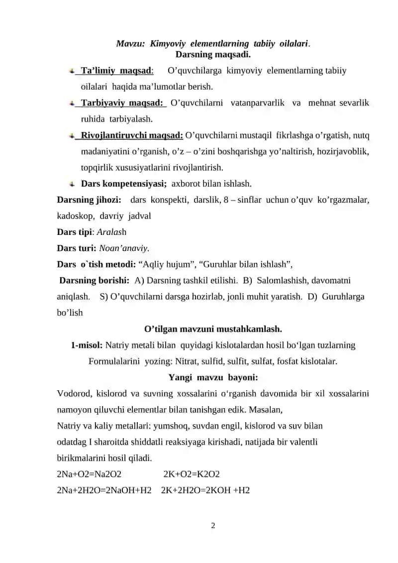 Elementlar tabiiy oilalari 2