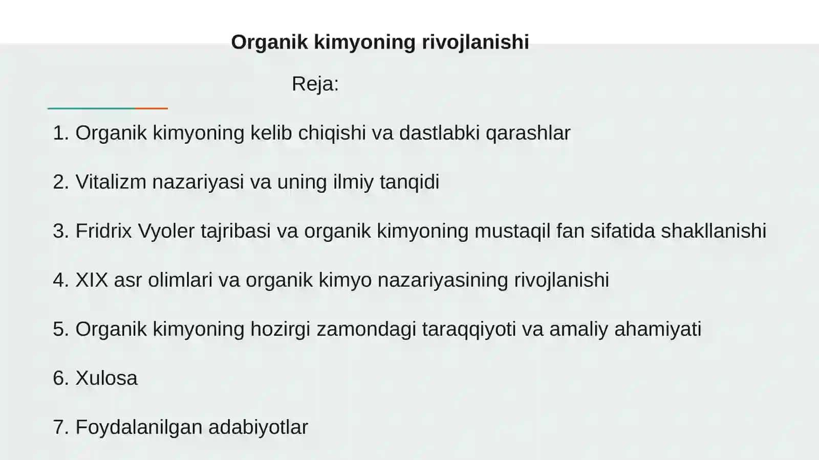 Organik kimyoning rivojlanishi 2