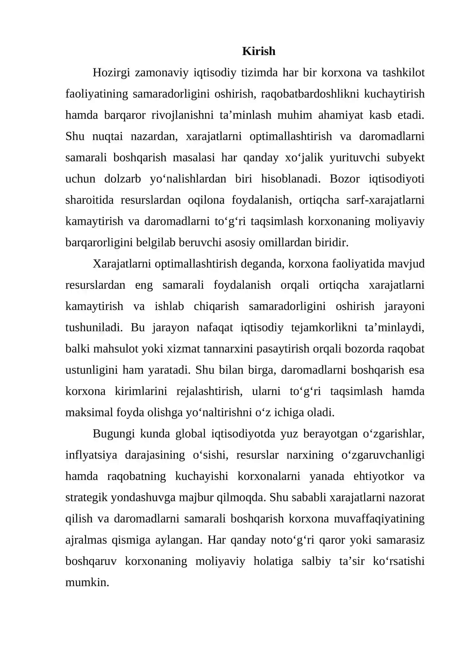 Xarajatlarni optimallashtirish va daromadlarni boshqarish. 2