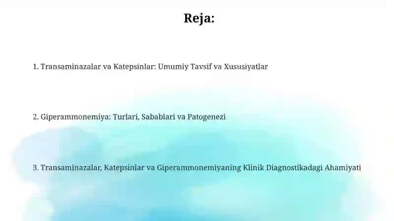 Transaminazalar va Katepsinlar 2