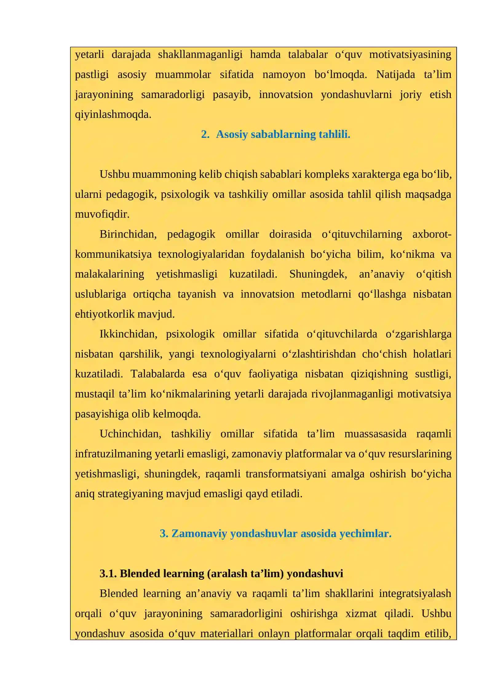 Uzluksiz ta’limdagi tendensiyalar va zamonaviy yondashuvlar . ceys stady 2