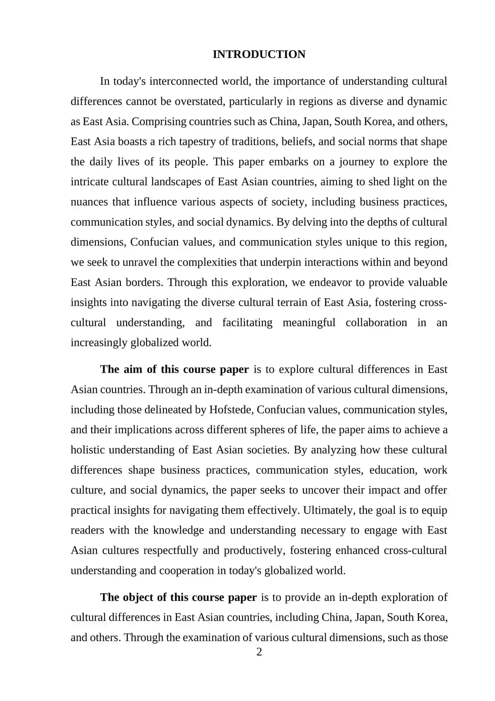 Cultural Dimensions in East Asian Countries 2