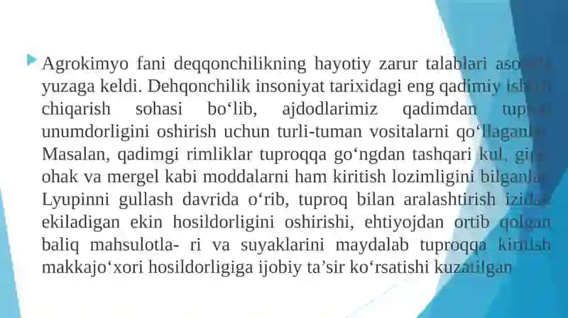 O‘simliklar oziqlanishi,tuproq unumdorligi 2