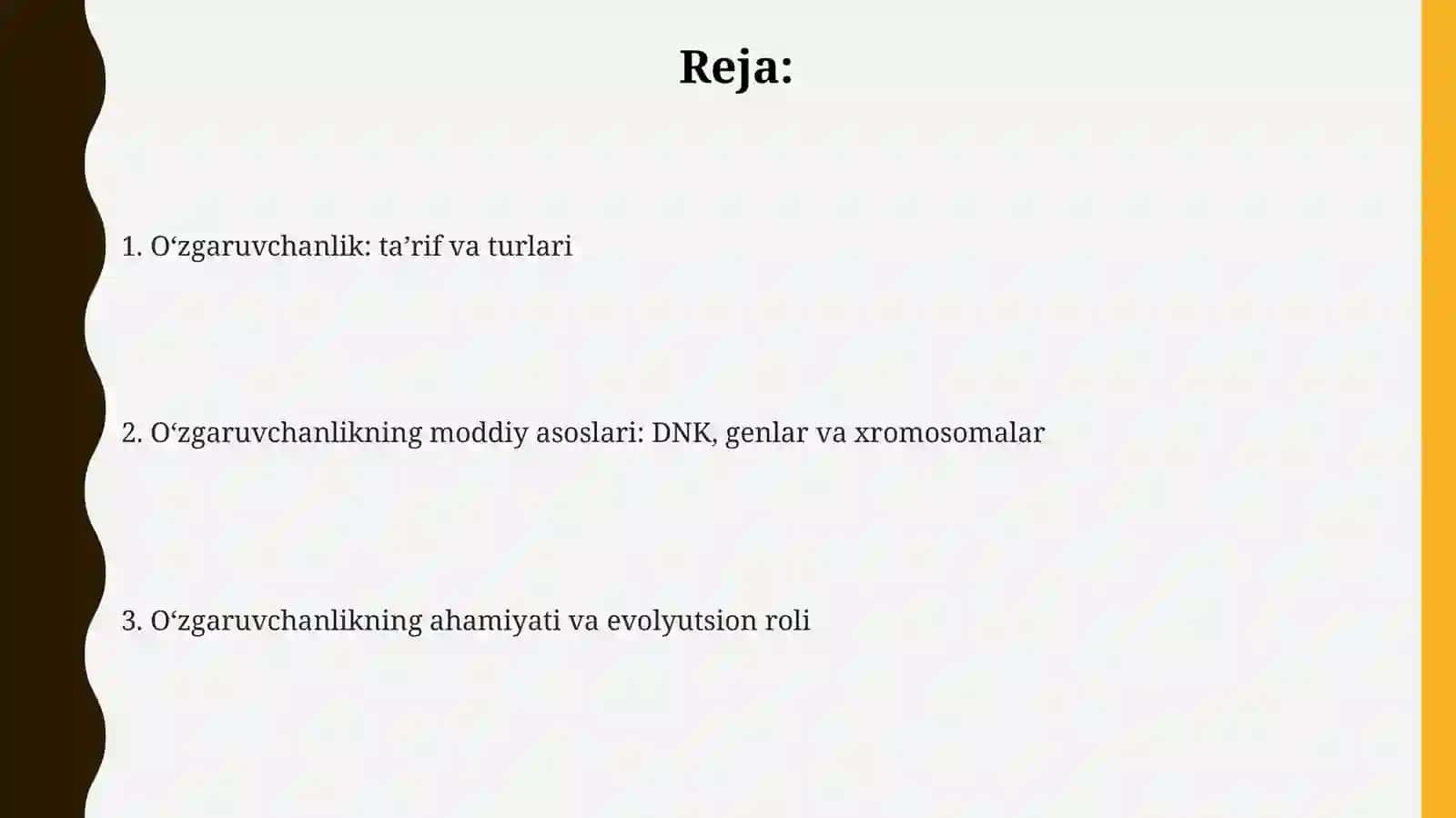 O'zgaruvchanlik va uning moddiyasoslari 2