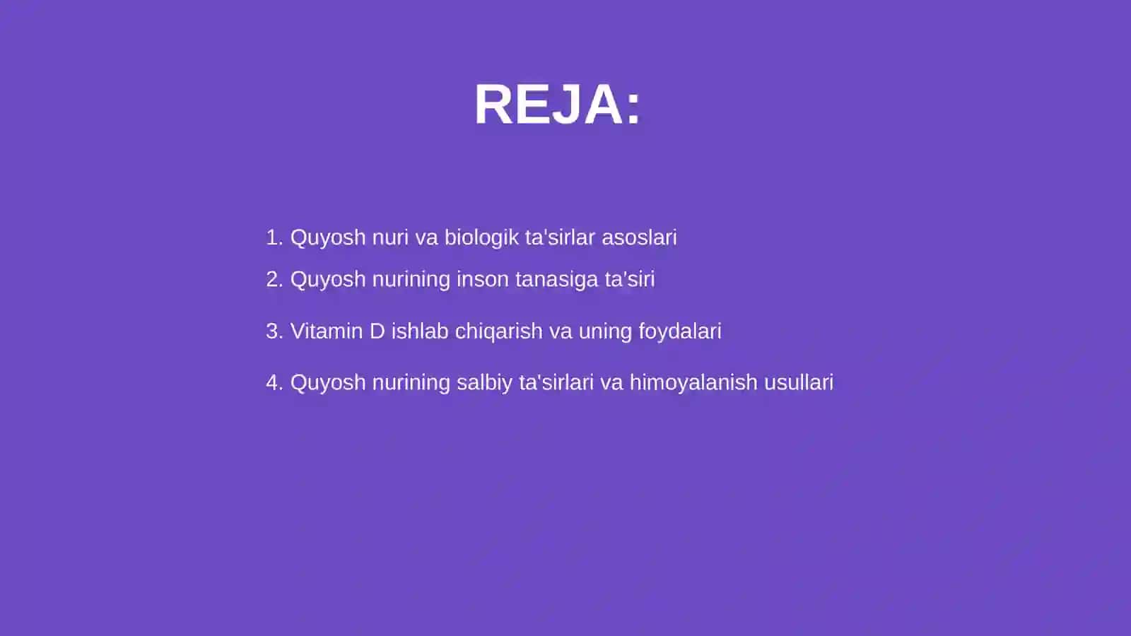 Quyosh nurining biologik ta’siri 2