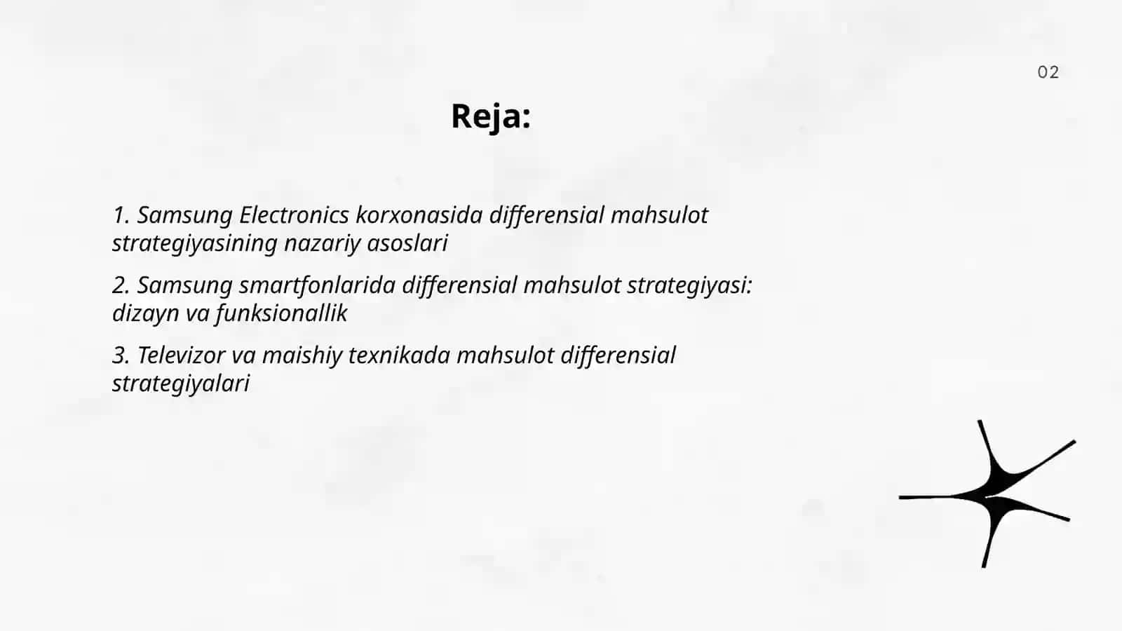 Samsung Electronics korxonasida differensial mahsulot strategiyasi 2