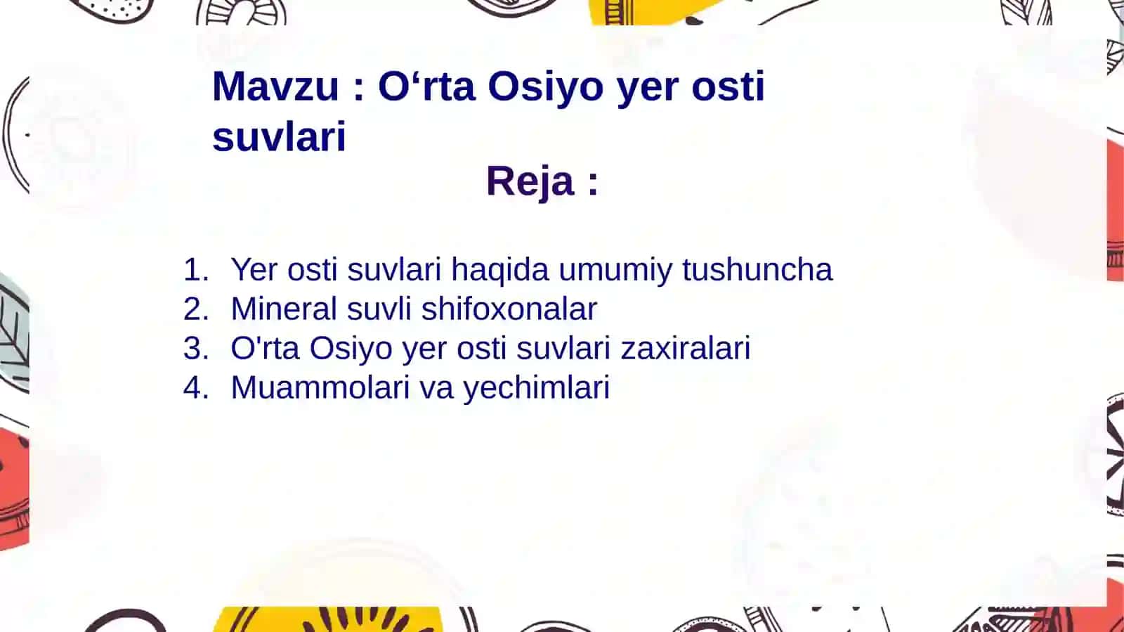 O'rta Osiyo yer osti suvlari 2