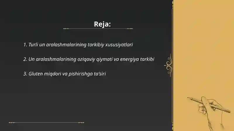 Turli un aralashmalarining tarkibi 2