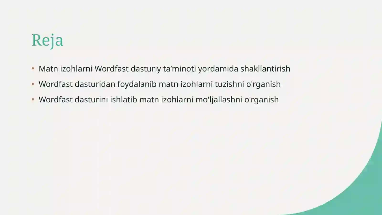 Wordfast ilovasi yordamida matnlarning iboralar bazasini shakllantirish 2