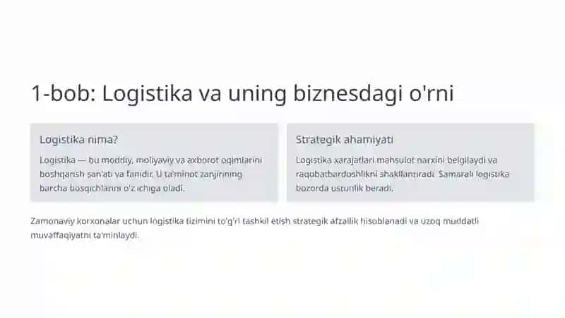 Logistika xarajatlarining korxona daromadiga ta'siri 2