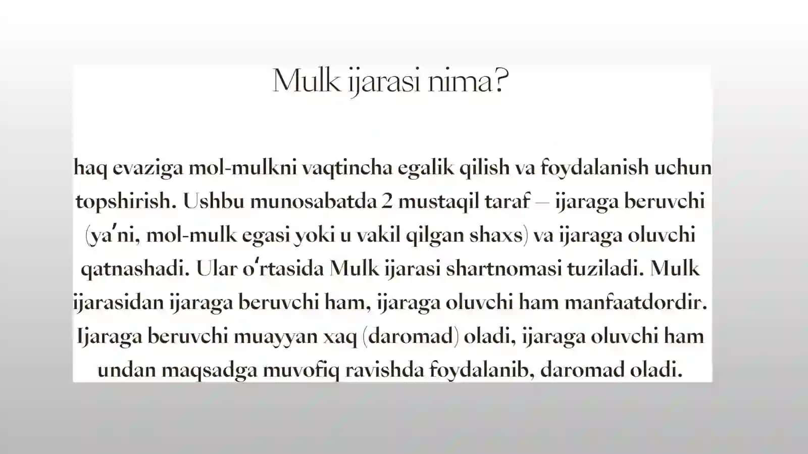 Mulk Ijarasi 2