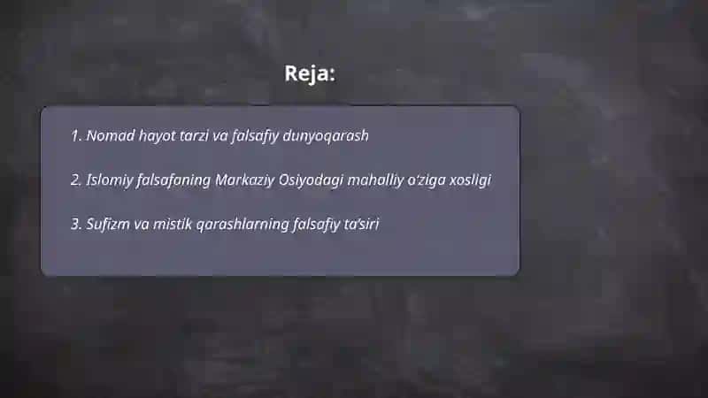 Markaziy Osiyo falsafasining o'ziga xos xususiyatlari 2