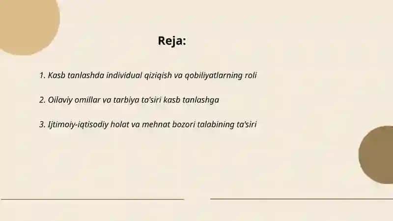 Kasb tanlashga tasir etuvchi asosiy omillar 2