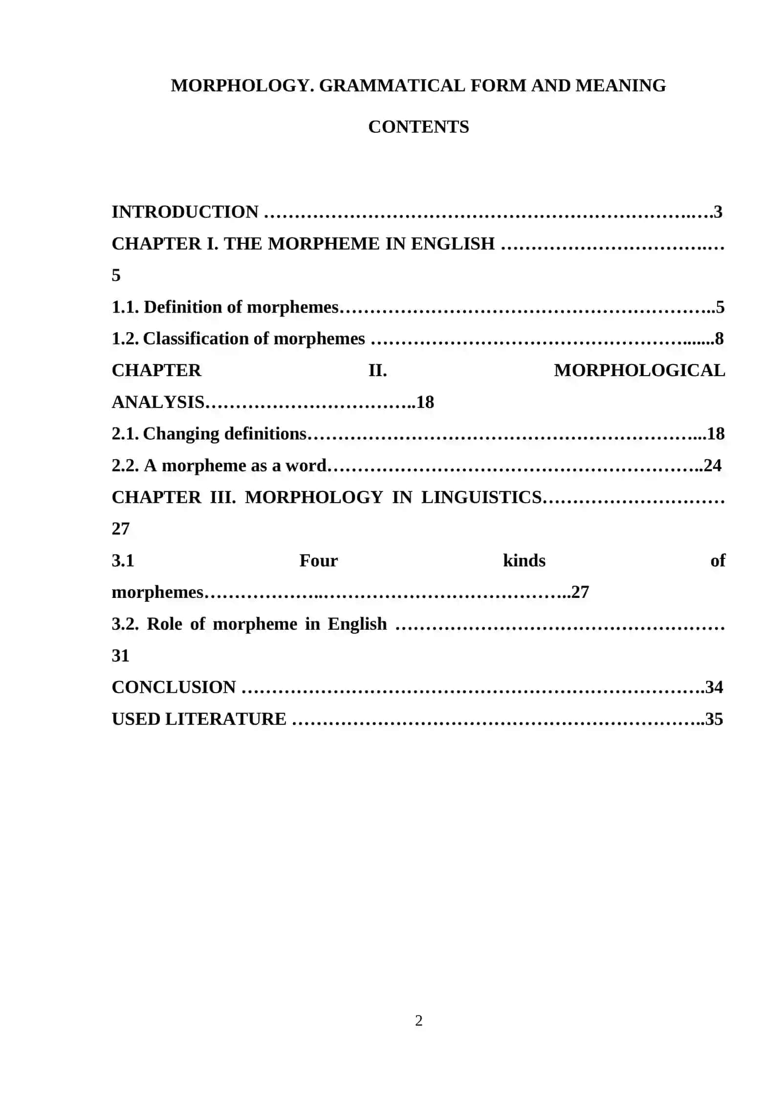 MORPHOLOGY. GRAMMATICAL FORM AND MEANING 2