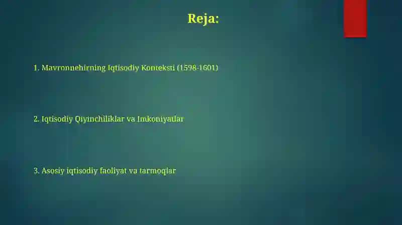 Mavronnehirning Iqtisodiy Konteksti (1598-1601) 2