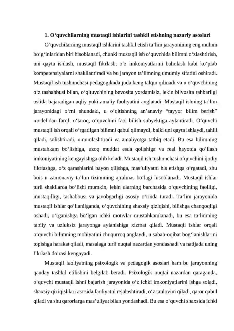 O‘quvchilarning mustaqil ishlarini tashkil etish 2
