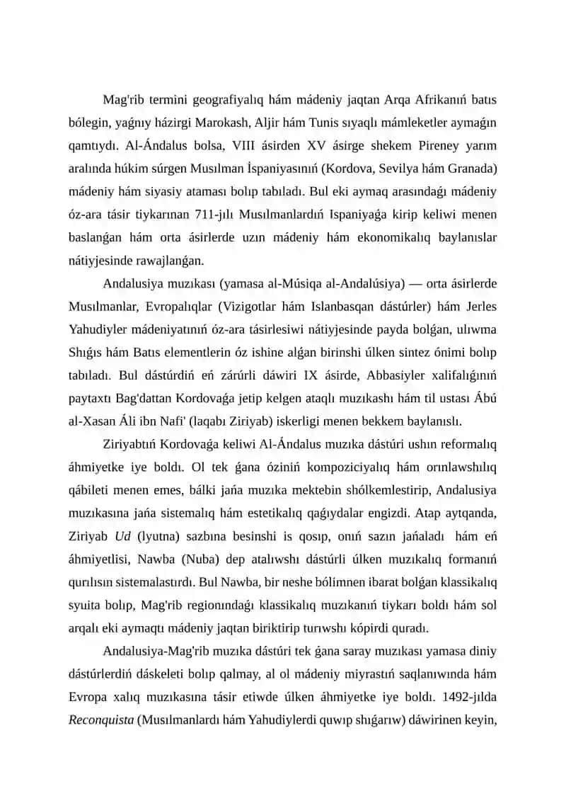 ARAB, MAG'RIB, ANDALUSIYA MUZIKA MADENIYATI 2