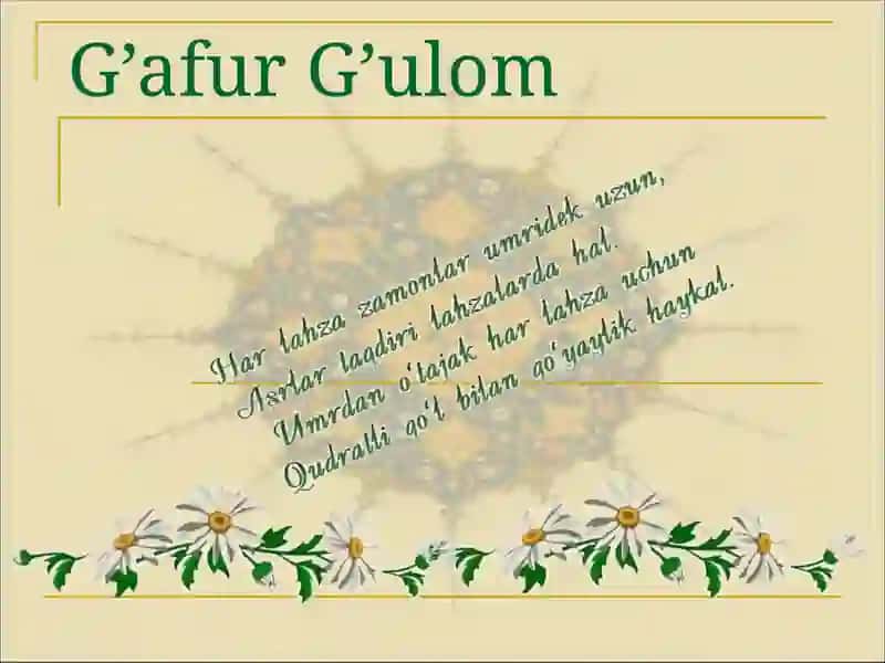 Gʻafur Gʻulom bolalar shoiri va nosiri. 2