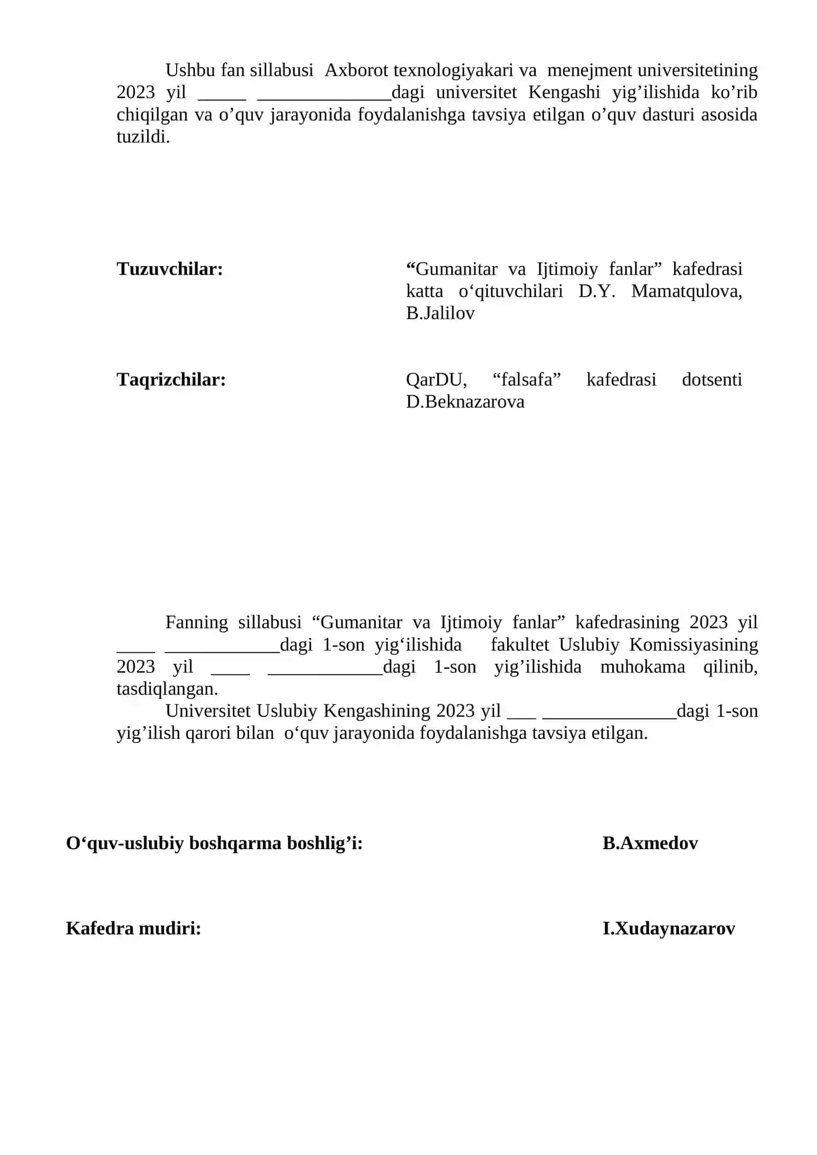 FALSAFA FANIDAN ISHCHI DASTURI (SILLABUS) 2