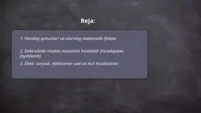 Elektroliz qonunlari va ularga asoslangan hisoblashlar 2
