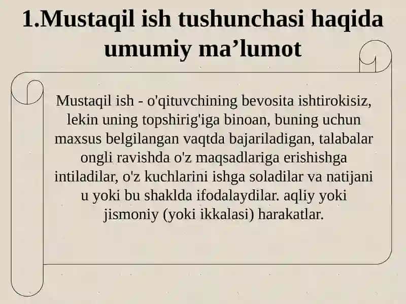 Oʻqish darslarida mustaqil ishlarni tashkil etish 2