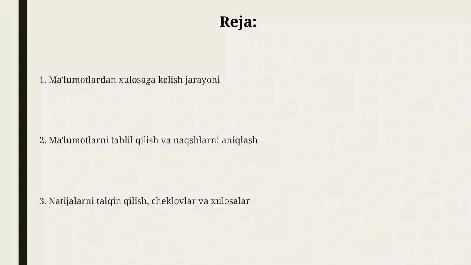 Maʼlumotlargaasoslanib, asoslixulosalarqandayshakllantiriladi 2
