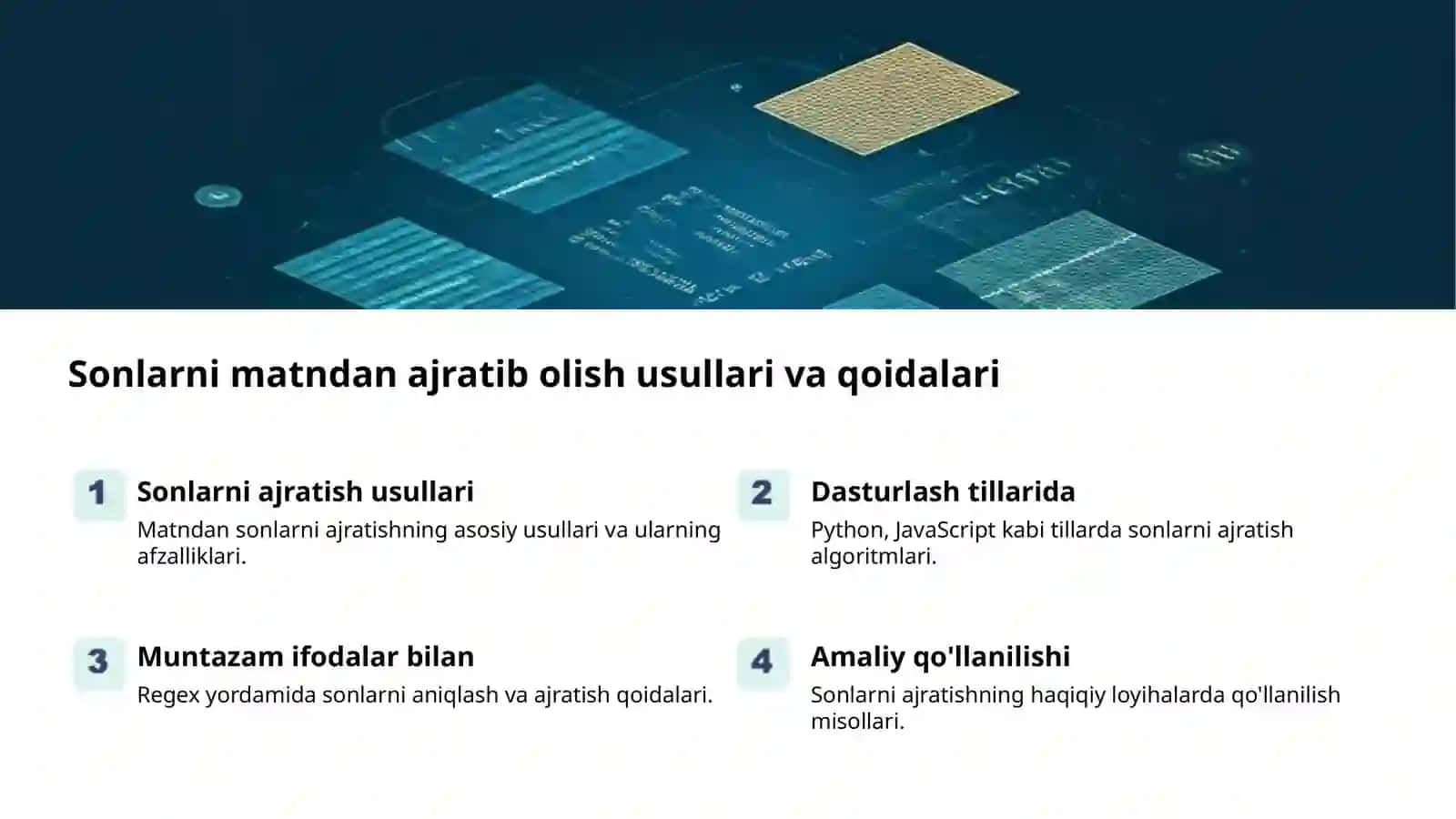 Matndan sonlarni topish va tahlil qilish 2