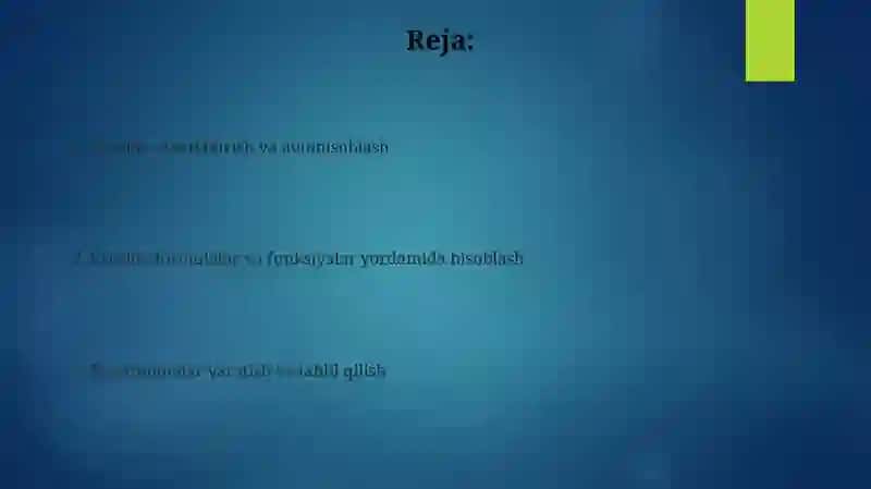 Excelda avtotўldirish 2